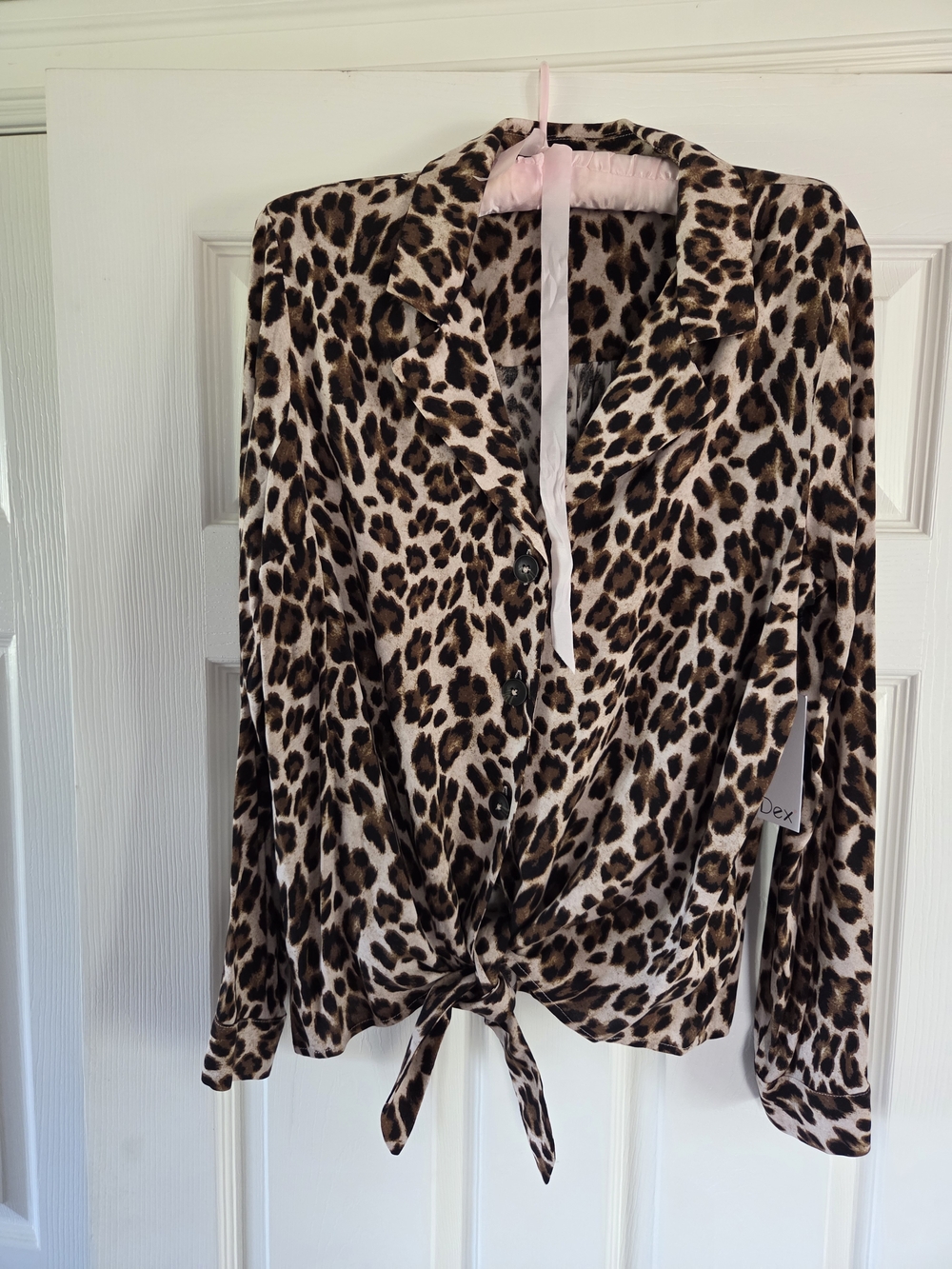 Dex Leopard-Print Tie-Front Blouse - Brown/Black/Cream